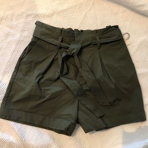 High Waisted Tie Front Utility Shorts